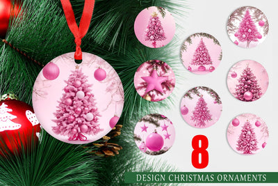 Christmas Ornament Tree Christmas Pink Sublimation artnoy 