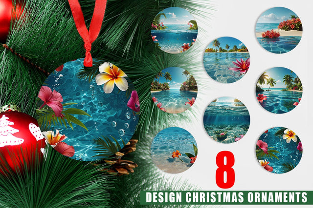 Christmas Ornament Tropical Beach Sublimation artnoy 