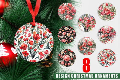 Christmas Ornament Tulip Pattern Sublimation artnoy 