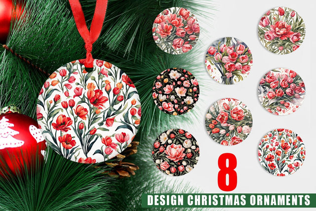 Christmas Ornament Tulip Pattern Sublimation artnoy 