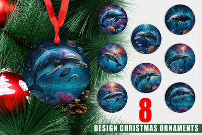 Christmas Ornament Underwater Dolphin Sublimation artnoy 