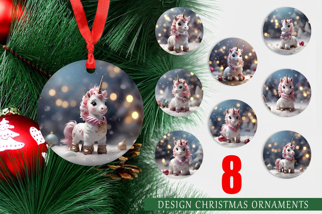 Christmas Ornament Unicorn Sublimation artnoy 