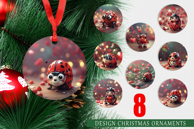 Christmas Ornament Valentine Animal Ladybug Sublimation artnoy 