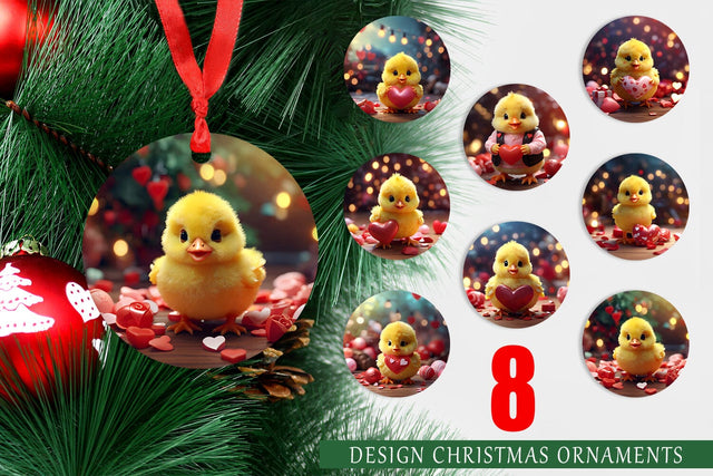 Christmas Ornament Valentine Baby Chicken Sublimation artnoy 