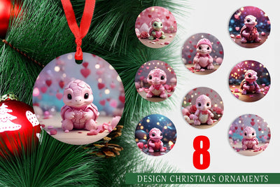 Christmas Ornament Valentine Baby Turtle Sublimation artnoy 