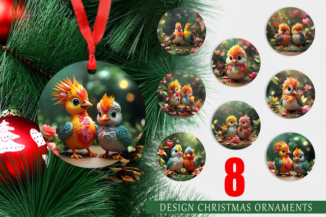 Christmas Ornament Valentine Bird Paradise Sublimation artnoy 