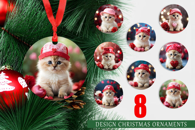 Christmas Ornament Valentine Birman Cat Sublimation artnoy 