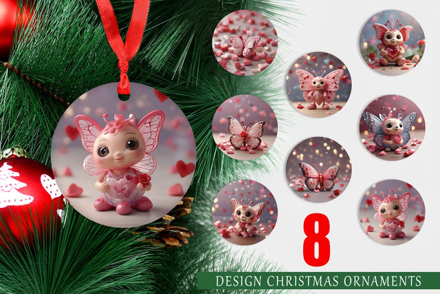 Christmas Ornament Valentine Butterfly Sublimation artnoy 