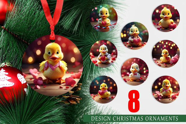 Christmas Ornament Valentine Duck Sublimation artnoy 