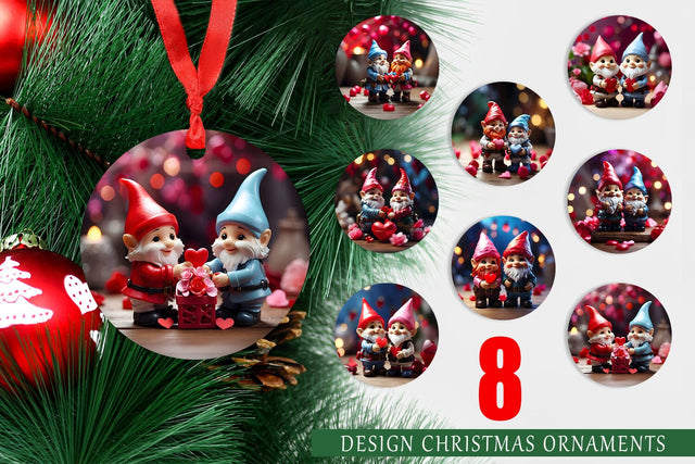 Christmas Ornament Valentine Gnomes Sublimation artnoy 