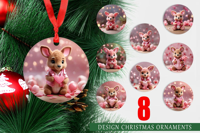 Christmas Ornament Valentine Kangaroo Sublimation artnoy 
