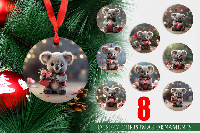Christmas Ornament Valentine Koala Sublimation artnoy 