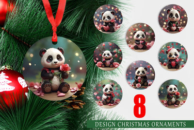 Christmas Ornament Valentine Panda Sublimation artnoy 