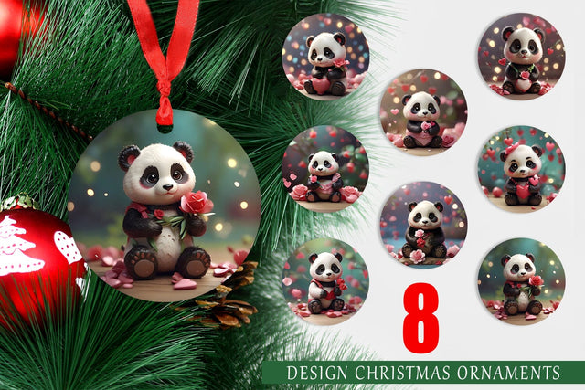 Christmas Ornament Valentine Panda Sublimation artnoy 