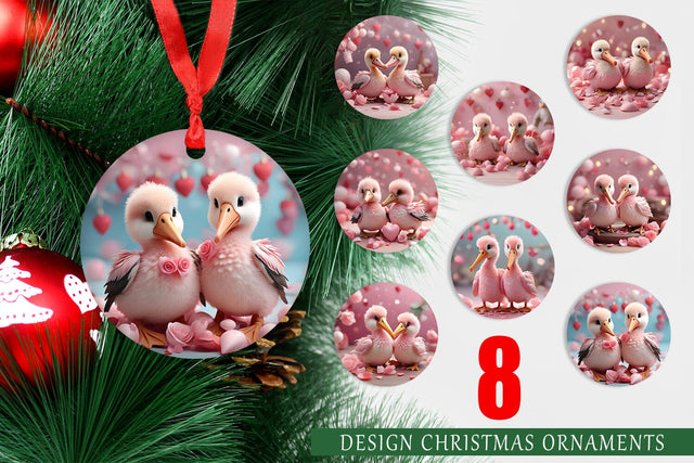 Christmas Ornament Valentine Pelicans Sublimation artnoy 