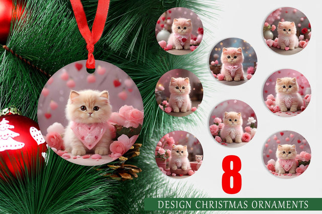 Christmas Ornament Valentine Persian Cat Sublimation artnoy 