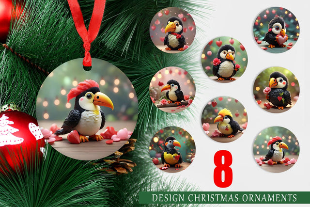 Christmas Ornament Valentine Toucan Bird Sublimation artnoy 