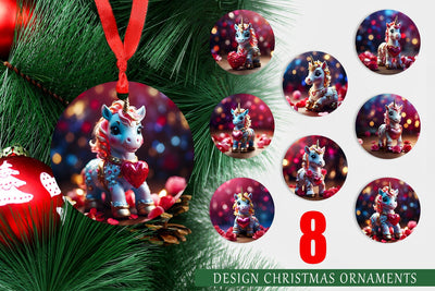 Christmas Ornament Valentine Unicorn Sublimation artnoy 