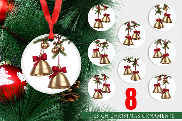 Christmas Ornament Vintage Christmas Bells Sublimation artnoy 