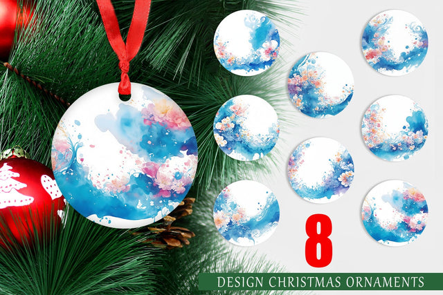 Christmas Ornament Watercolor Splash Wave Sublimation artnoy 