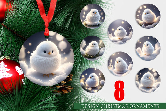 Christmas Ornament White Bird Christmas Sublimation artnoy 