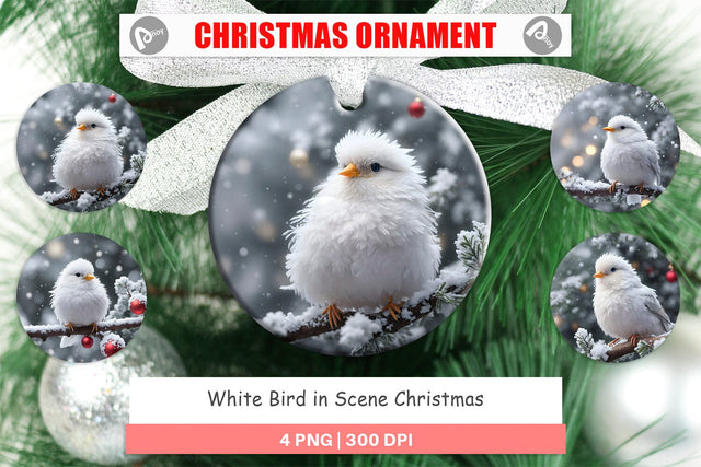 Christmas Ornament White Bird Christmas Sublimation artnoy 