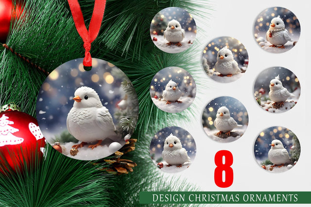 Christmas Ornament White Bird Sublimation artnoy 