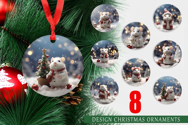 Christmas Ornament White Rat Sublimation artnoy 