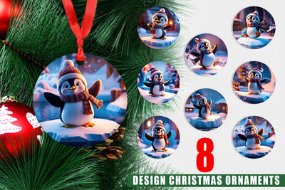 Christmas Ornament Winter Penguin Sublimation artnoy 
