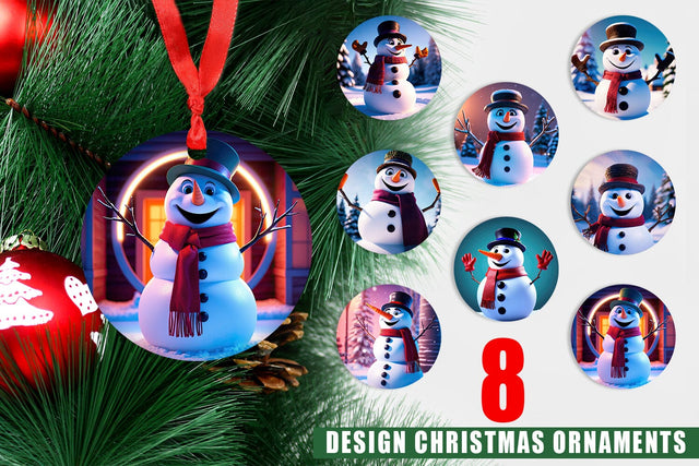 Christmas Ornament Winter Snowman Sublimation artnoy 