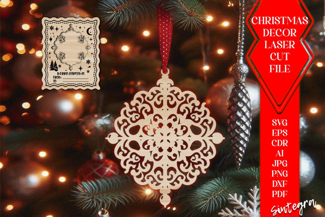 Christmas Ornament With Card SVG Laser Cut File SVG Sintegra 