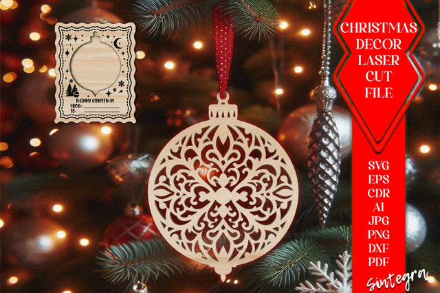 Christmas Ornament With Card SVG Laser Cut File SVG Sintegra 