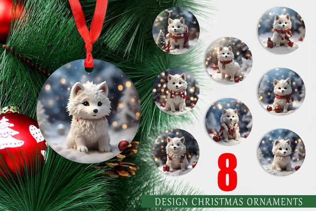 Christmas Ornament Wolf Sublimation artnoy 
