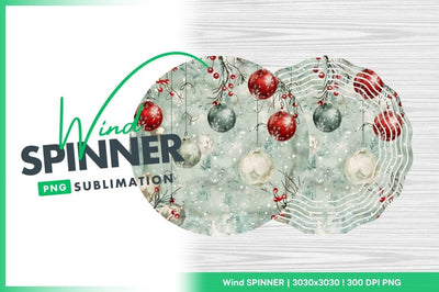Christmas ornaments and berries festive wind spinner round png Sublimation Regulrcrative 