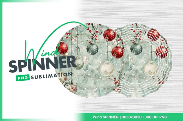 Christmas ornaments and berries festive wind spinner round png Sublimation Regulrcrative 