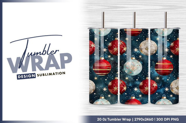 Christmas ornaments and stars pattern background tumbler png Sublimation Regulrcrative 