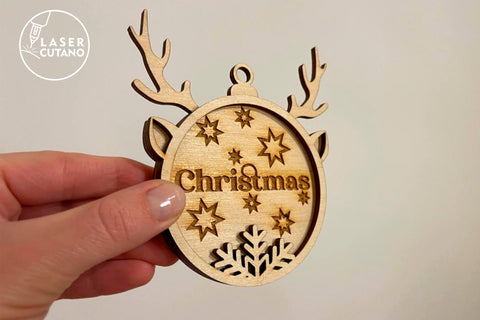 CHRISTMAS ORNAMENTS, Christmsa tree Decoration, Wood Cut and Paper Cut Templates SVG LaserCutano 