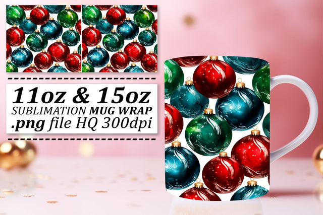 Christmas Ornaments Extravaganza: Mug Wrap Sublimation afrosvg 