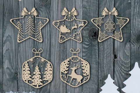 Christmas Ornaments Laser Cut SVG Bundle SVG Shetara Begum 