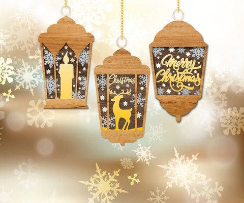 Christmas Ornaments Set Lantern Templates SVG LaserCutano 