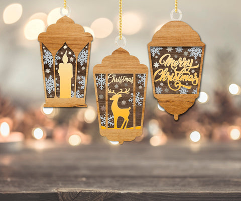 Christmas Ornaments Set Lantern Templates SVG LaserCutano 