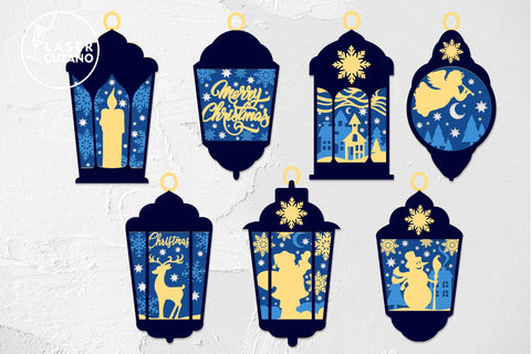 Christmas Ornaments Set Lantern Templates SVG LaserCutano 