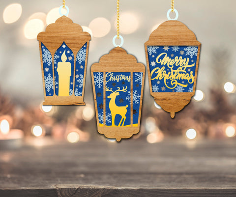 Christmas Ornaments Set Lantern Templates SVG LaserCutano 