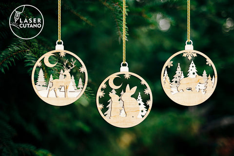 Christmas Ornaments Set Templates , Laser Cut FIles SVG LaserCutano 