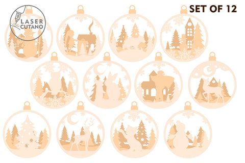 Christmas Ornaments Set Templates , Laser Cut FIles SVG LaserCutano 