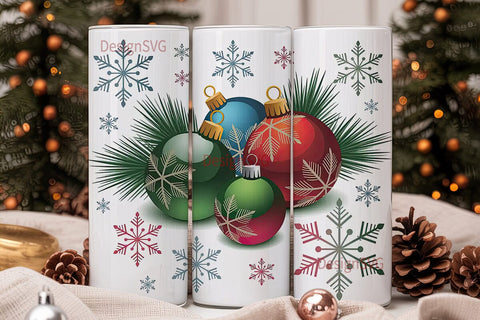 Christmas Ornaments Tumbler Wrap Sublimation DesignSVG 