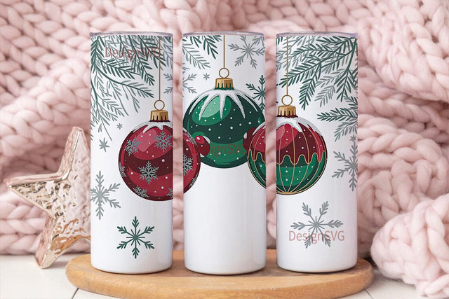 Christmas Ornaments Tumbler Wrap Sublimation DesignSVG 