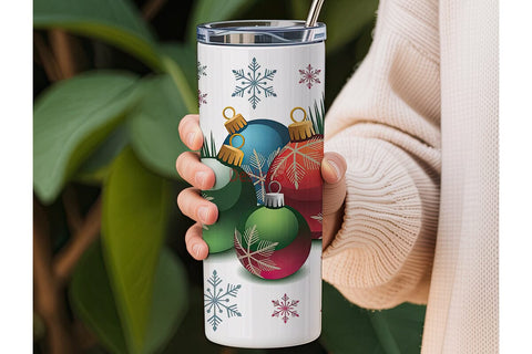 Christmas Ornaments Tumbler Wrap Sublimation DesignSVG 