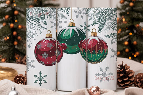 Christmas Ornaments Tumbler Wrap Sublimation DesignSVG 