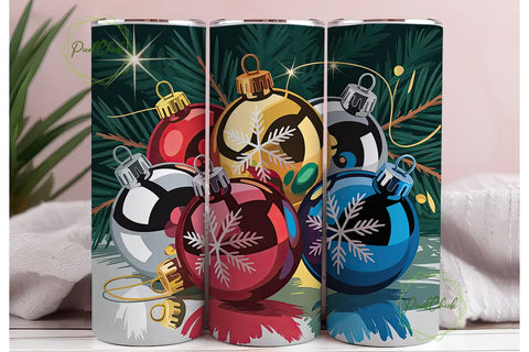 Christmas Ornaments Tumbler Wrap Sublimation PixelChick 
